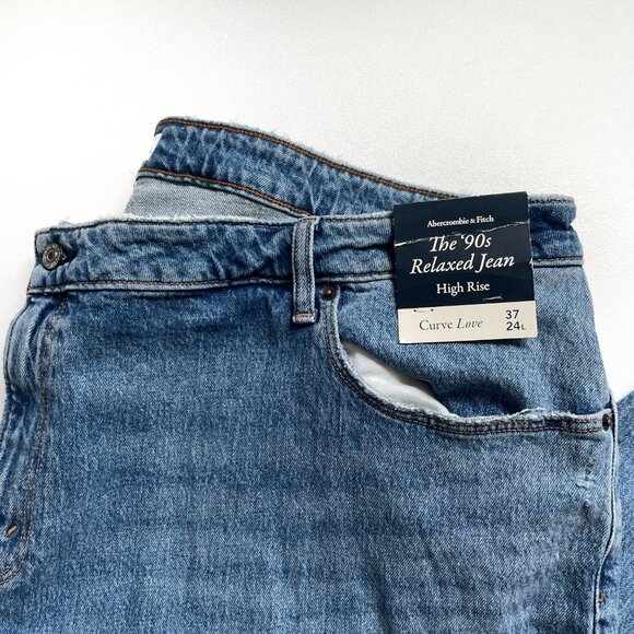 Abercrombie Curve Love 90s Relaxed Jean High Rise Medium Plus Size 37 24 NEW NWT - Picture 4 of 12